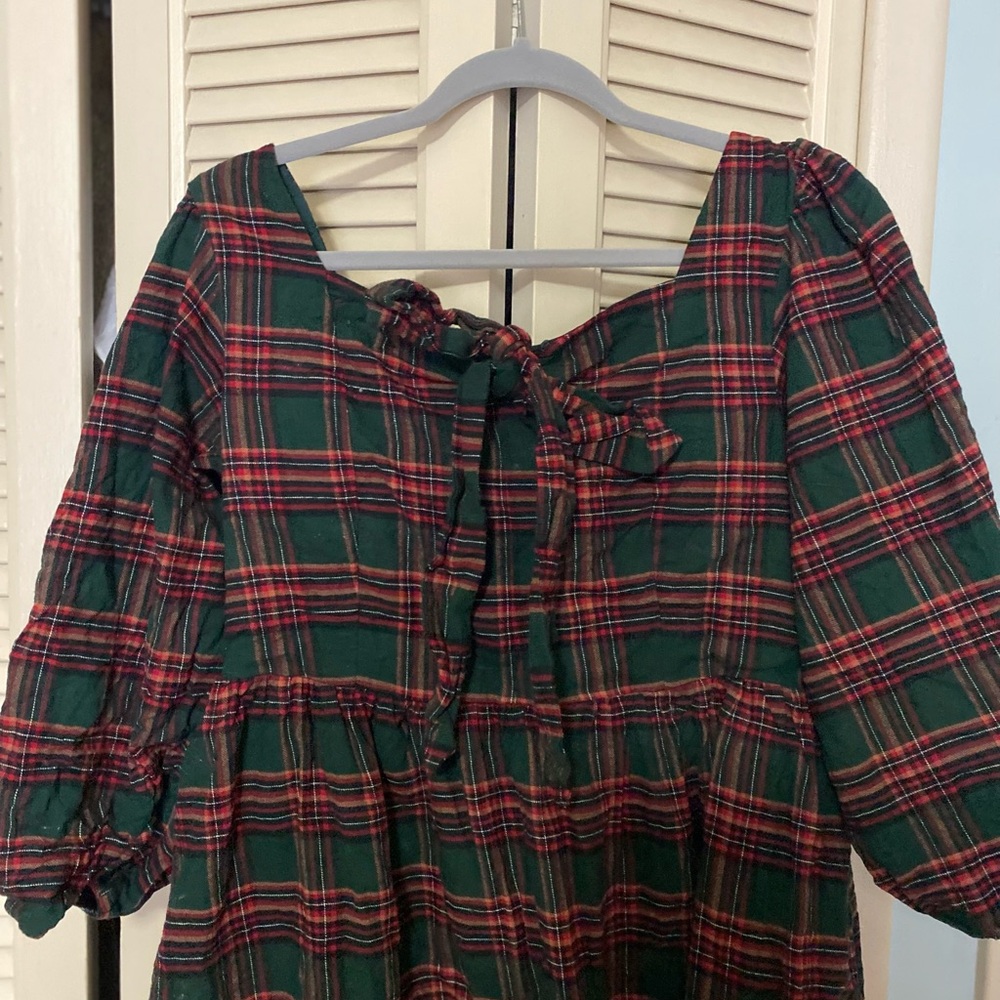 Plaid Christmas Dress in Green and Red - Ivy City Co
